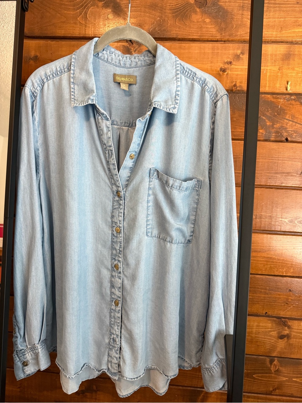 Style & Co. Light Wash Denim Button-Down Shirt